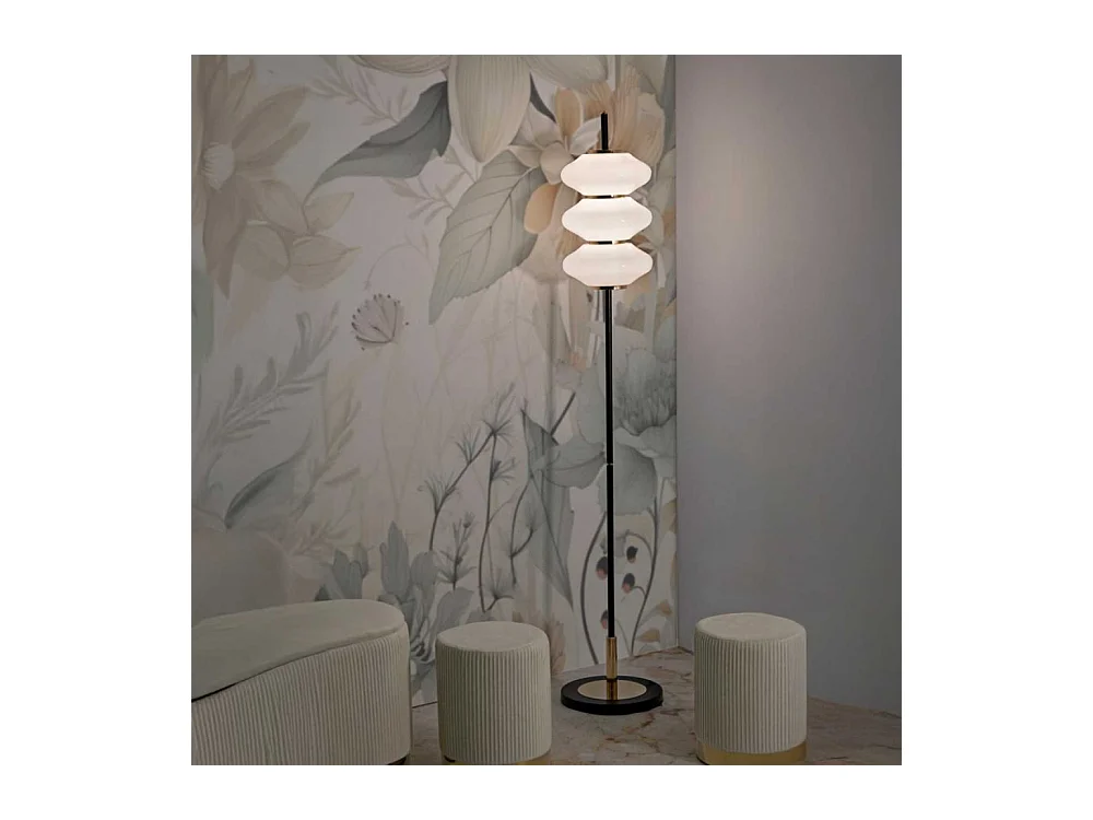 Lampadaire en métal et verre 30 x 168 cm Vintage