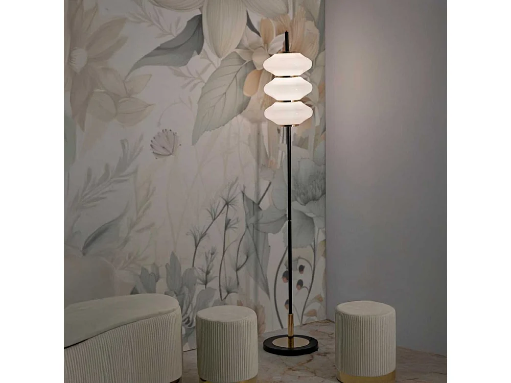 Lampadaire en métal et verre 30 x 168 cm Vintage