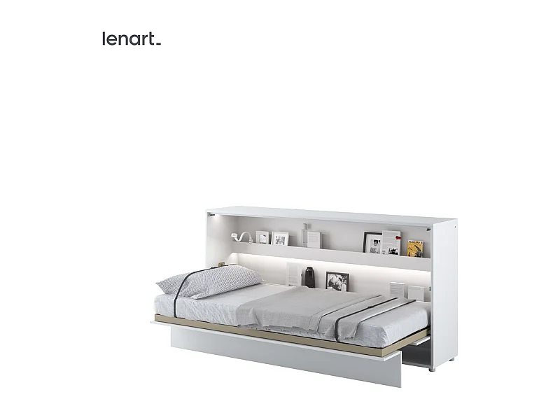 Klappbett horizontal 90x200 Bed Concept BC-06 weiß hochglanz