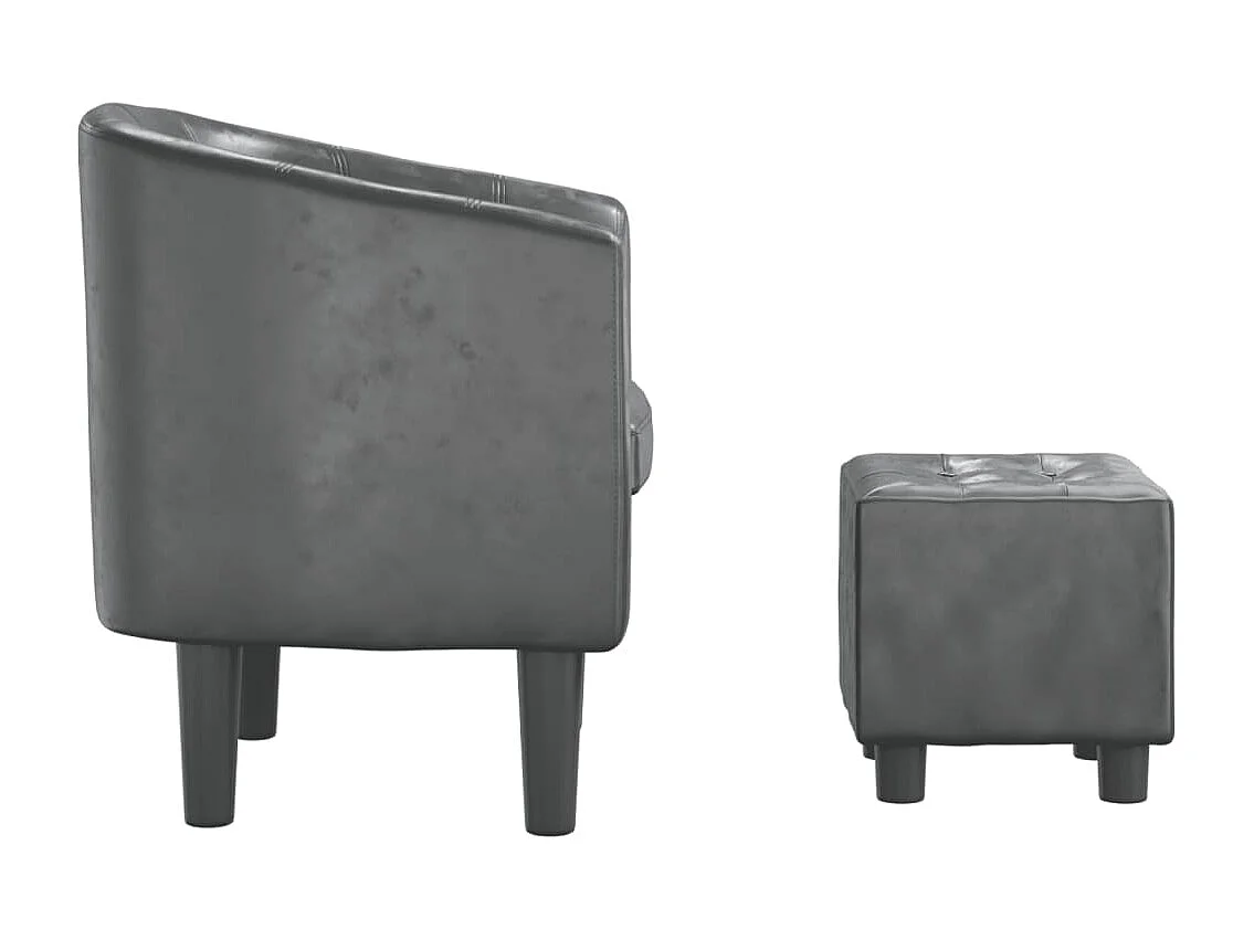 Prolenta Premium -  Fauteuil avec repose-pied gris similicuir