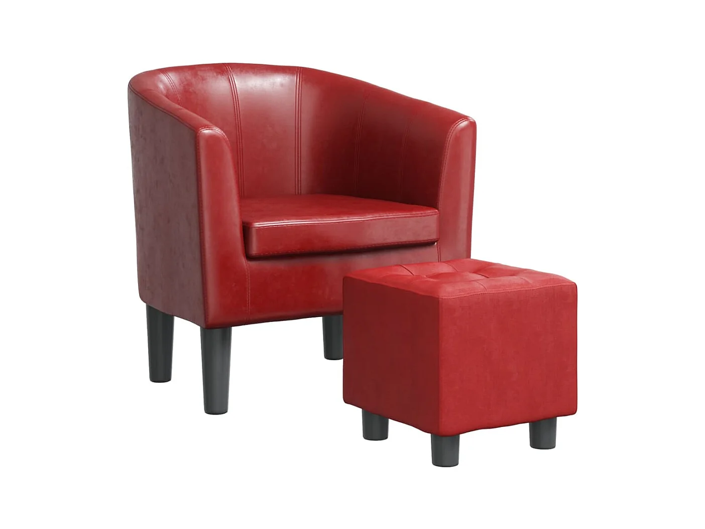 Nykøbing Mors  Fauteuil avec repose-pied rouge bordeaux similicuir