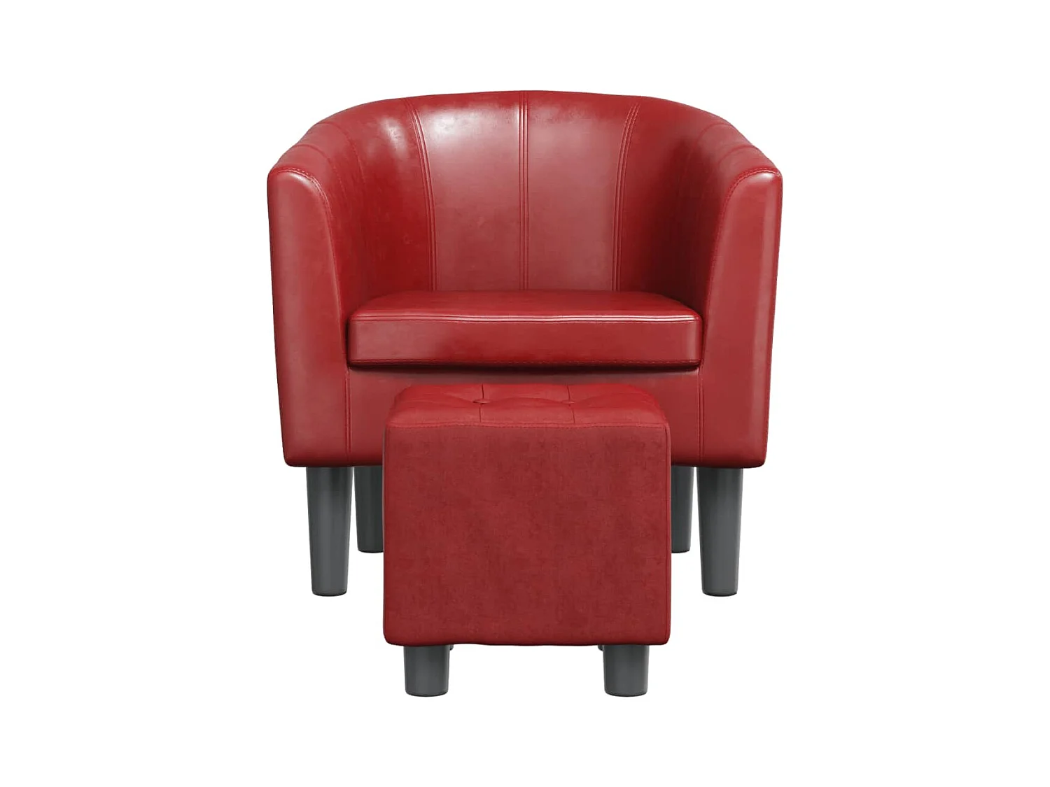 Nykøbing Mors  Fauteuil avec repose-pied rouge bordeaux similicuir