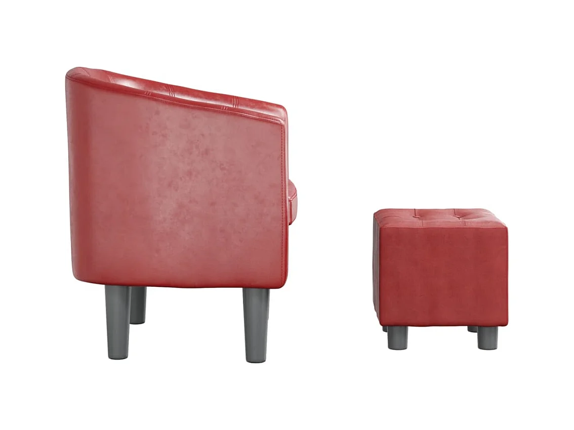 Nykøbing Mors  Fauteuil avec repose-pied rouge bordeaux similicuir