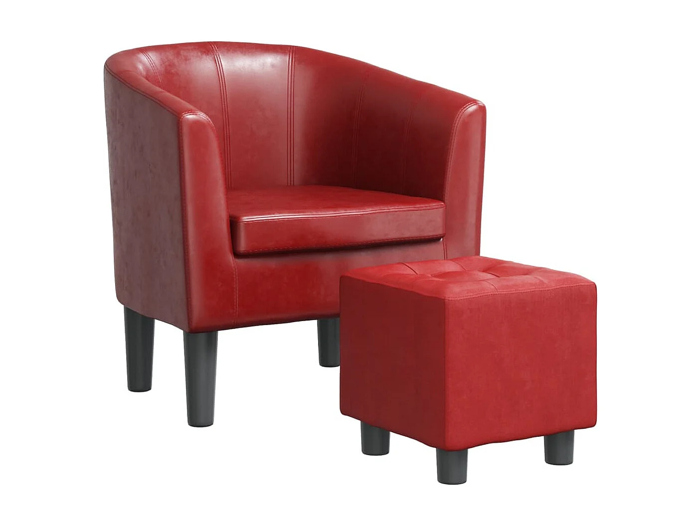 Nykøbing Mors  Fauteuil avec repose-pied rouge bordeaux similicuir
