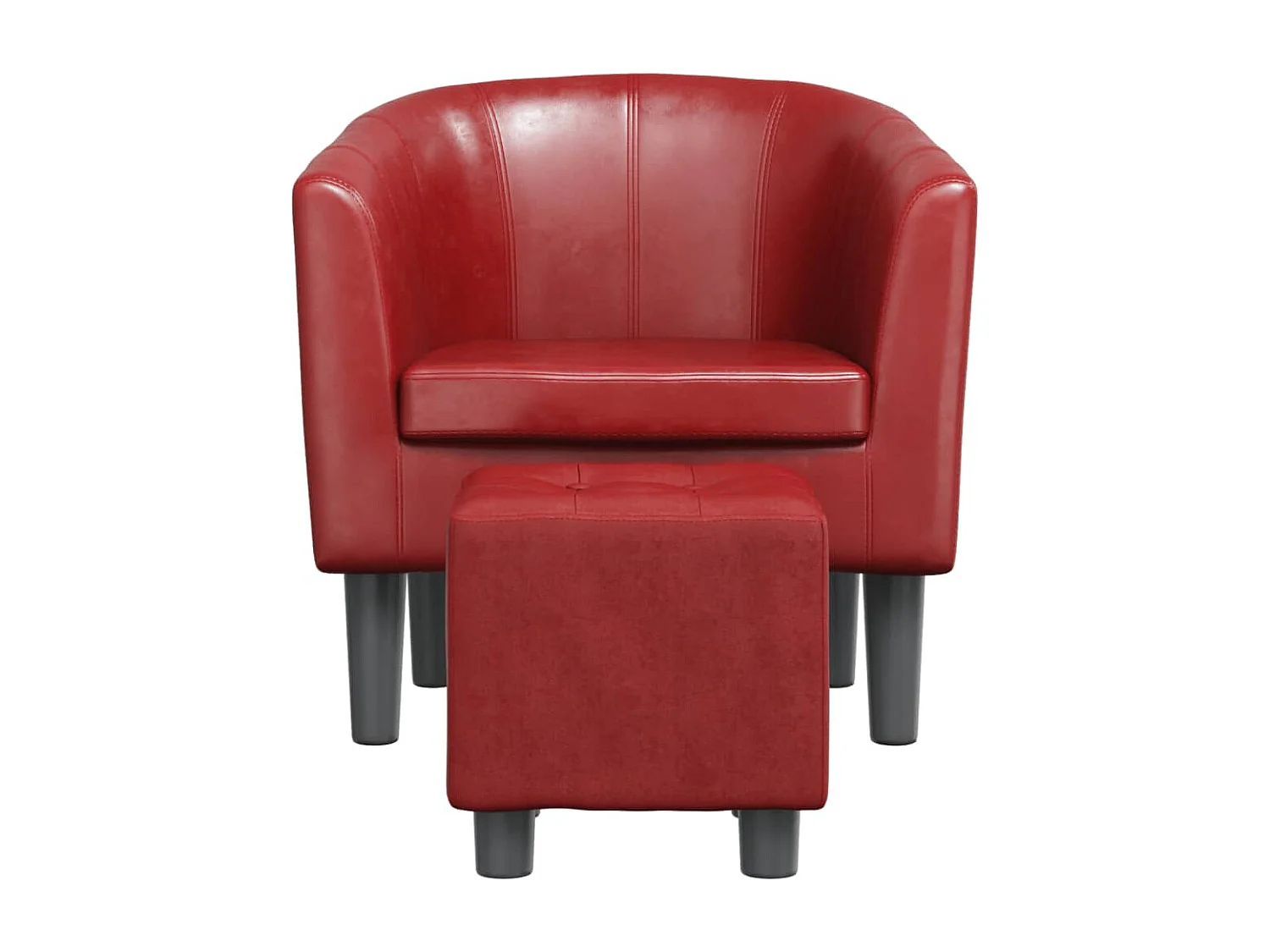 Nykøbing Mors  Fauteuil avec repose-pied rouge bordeaux similicuir