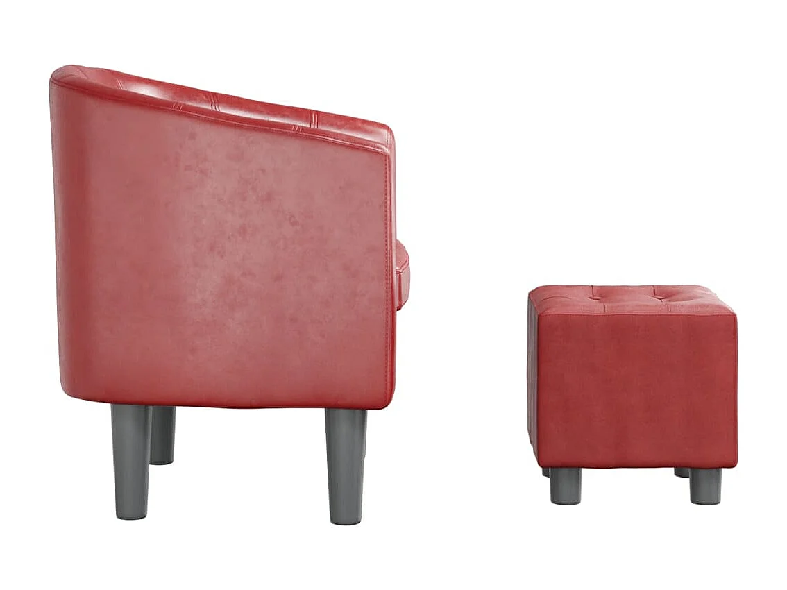 Nykøbing Mors  Fauteuil avec repose-pied rouge bordeaux similicuir