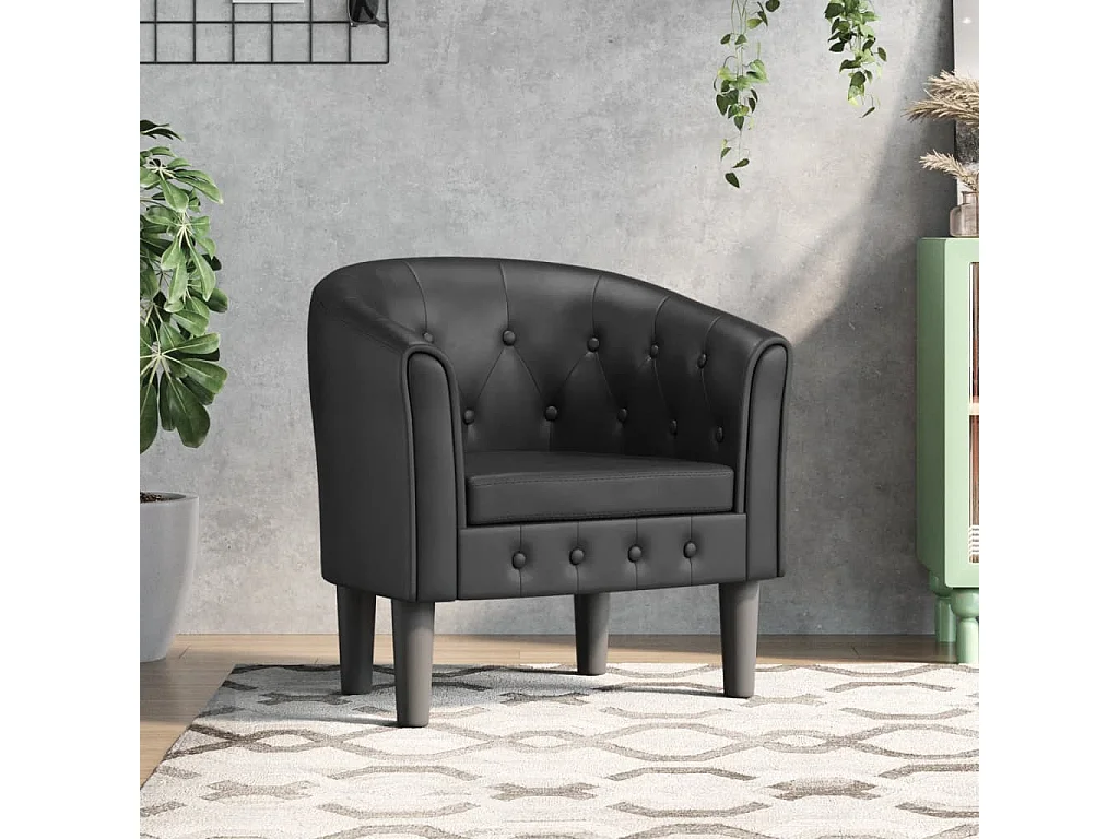 Jalkar  Chaise cabriolet noir similicuir