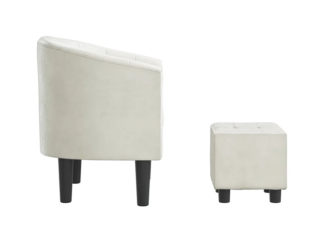Jalkar  Sillón con taburete cuero sintético blanco