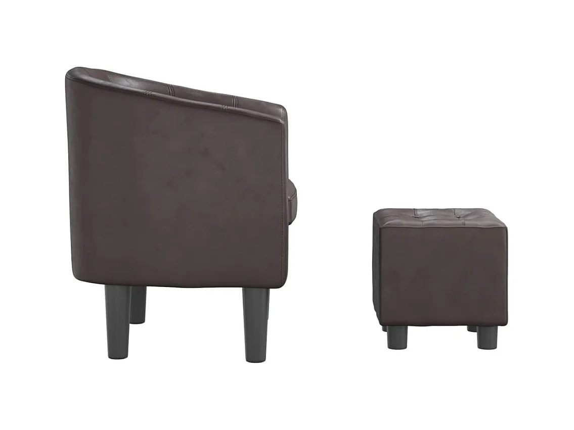 Nykøbing Mors  Kuipstoel met voetenbankje kunstleer bruin