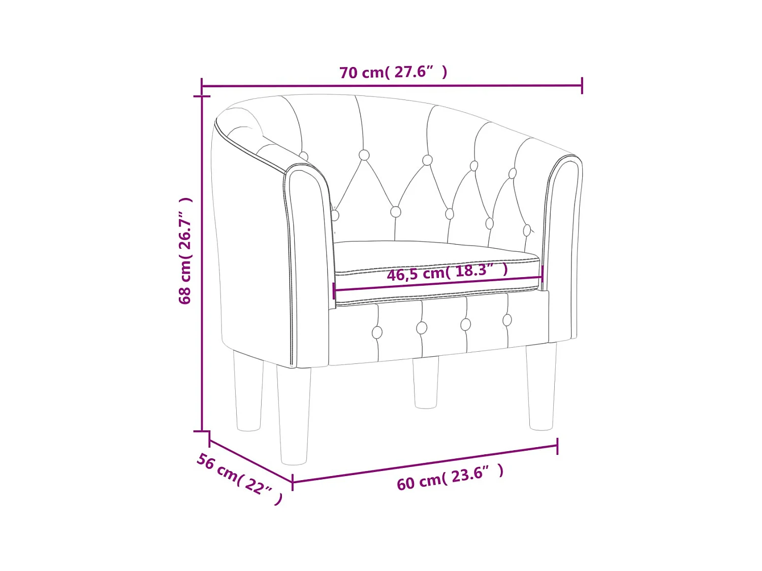 Jalkar  Kuipstoel kunstleer bruin