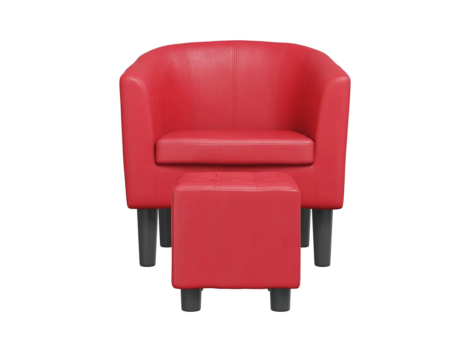 Nykøbing Mors  Fauteuil avec repose-pied rouge similicuir