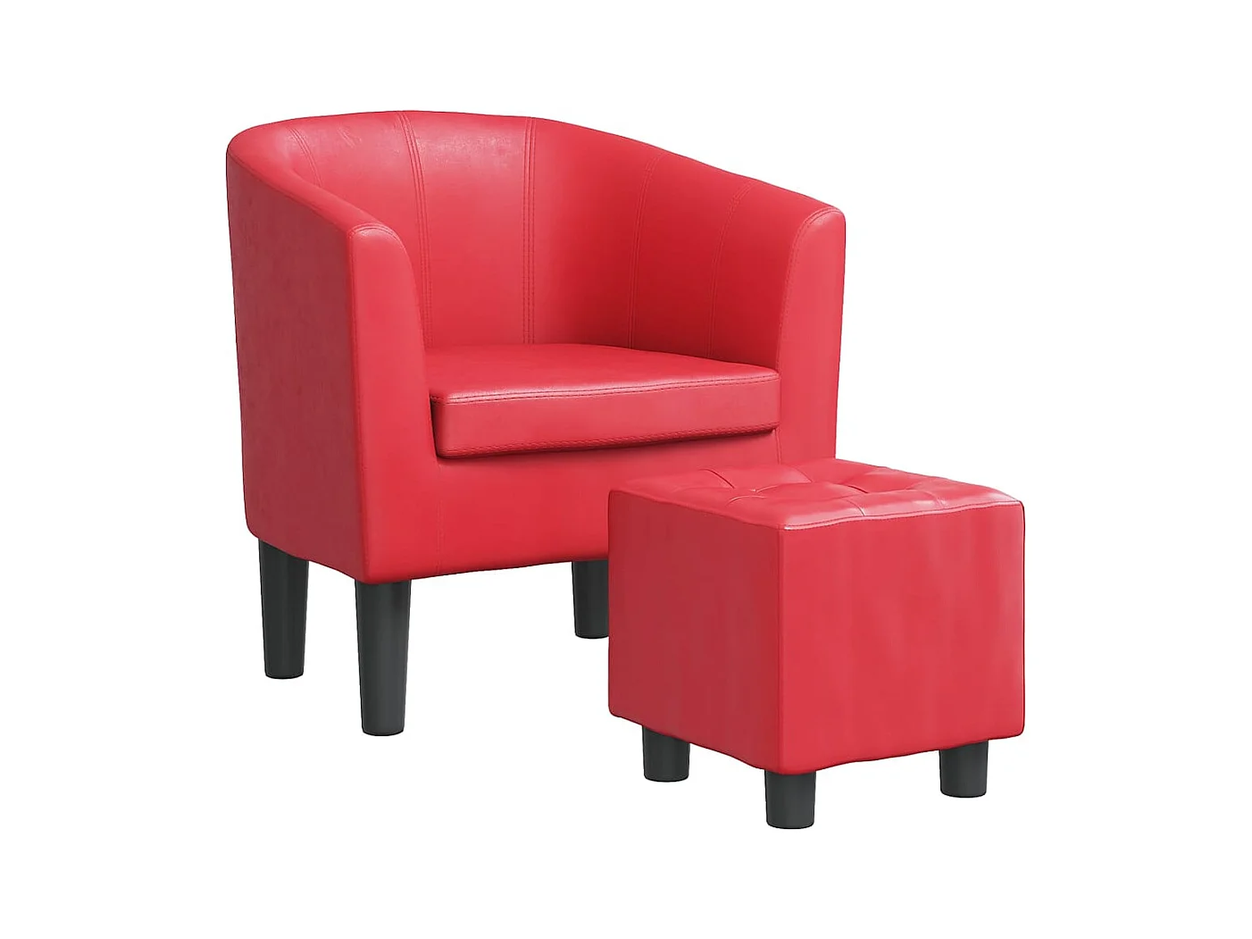 Nykøbing Mors  Fauteuil avec repose-pied rouge similicuir