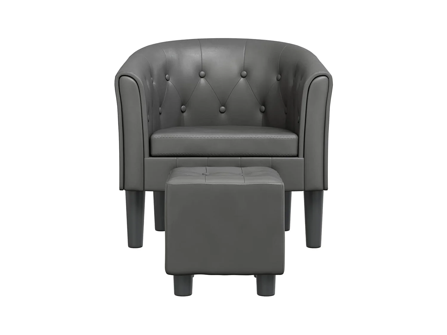 Jalkar  Sillón con taburete cuero sintético gris