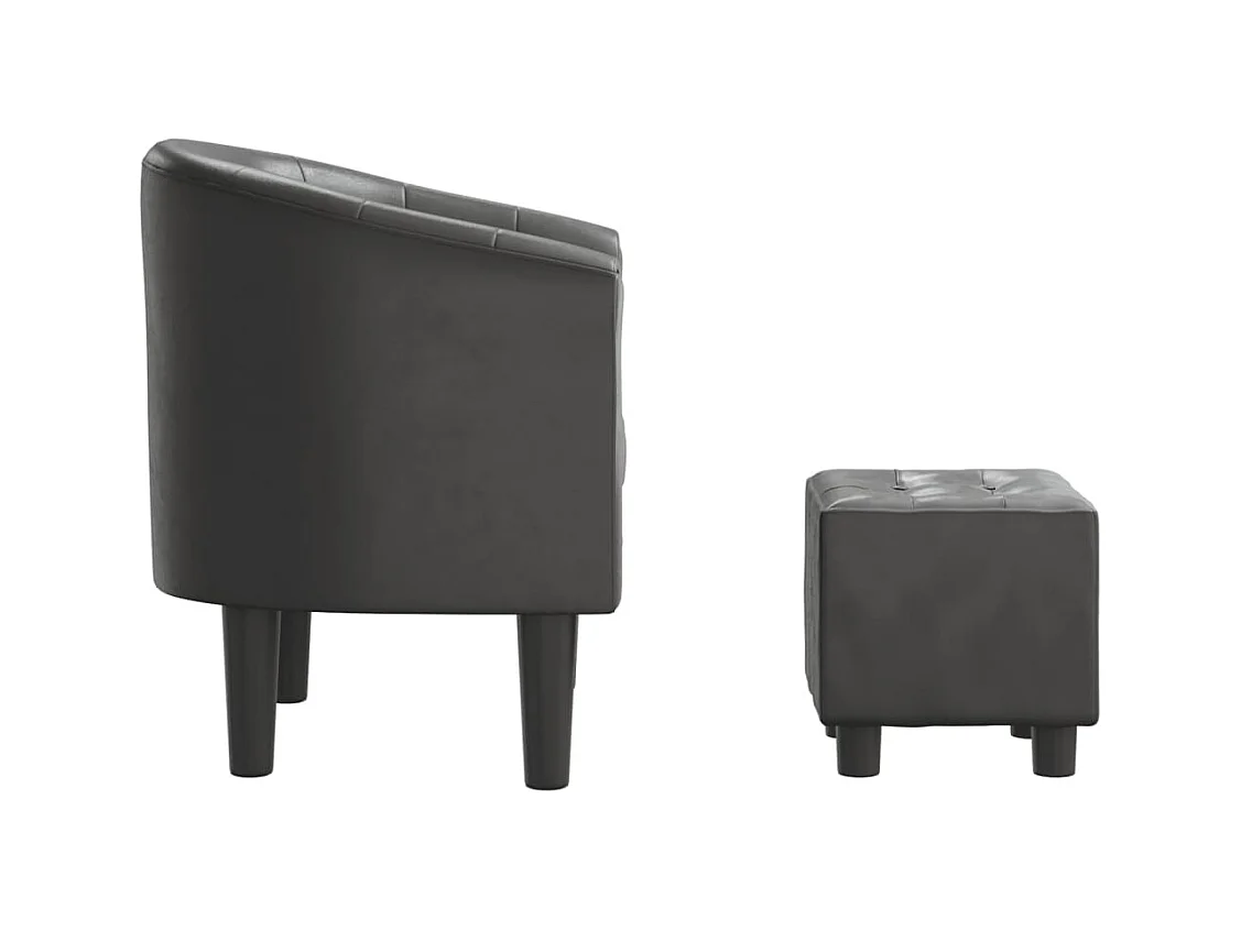 Jalkar  Sillón con taburete cuero sintético gris