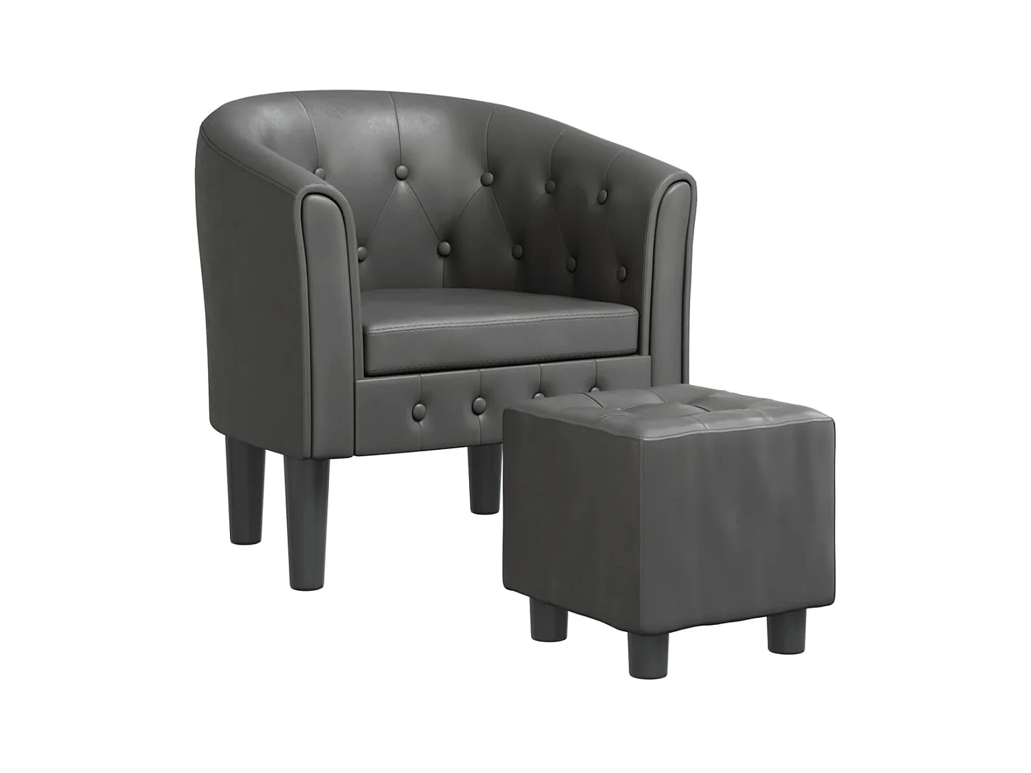 Jalkar  Chaise cabriolet avec repose-pied gris similicuir