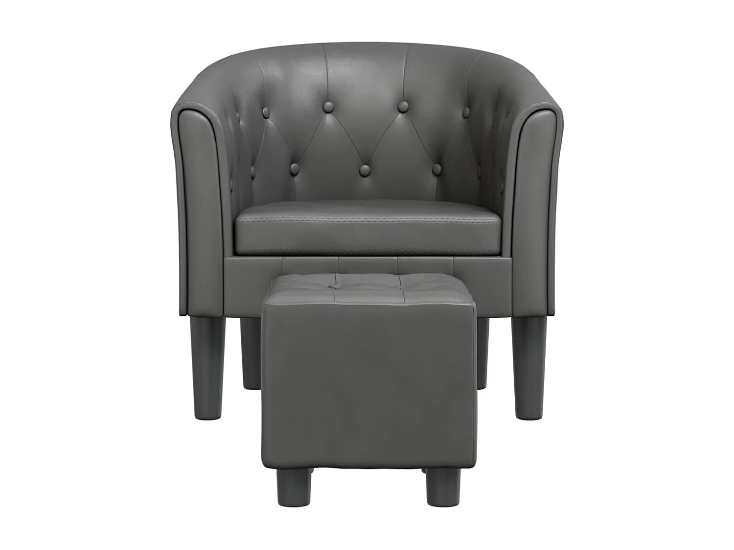 Jalkar  Chaise cabriolet avec repose-pied gris similicuir