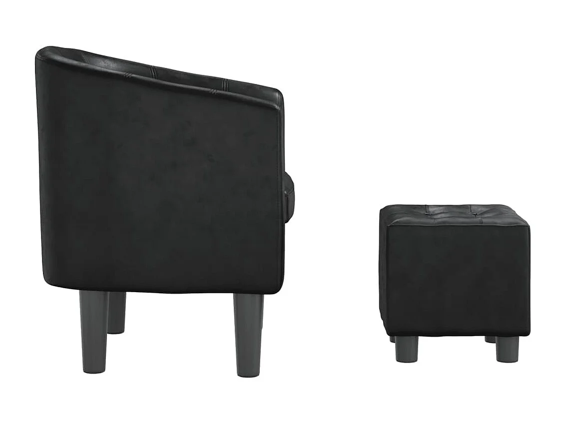 Nykøbing Mors  Fauteuil avec repose-pied noir similicuir