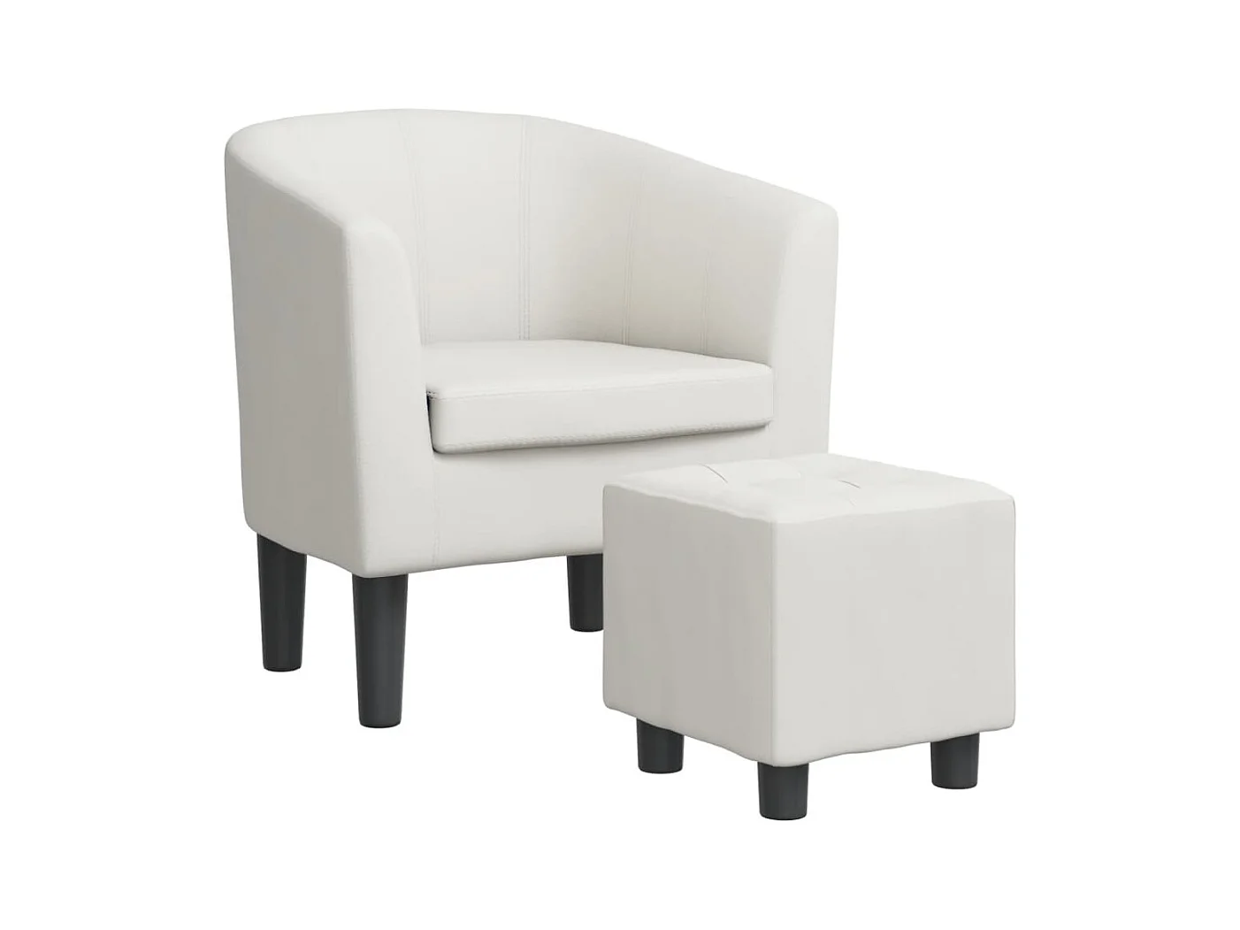 Nykøbing Mors  Fauteuil avec repose-pied blanc similicuir