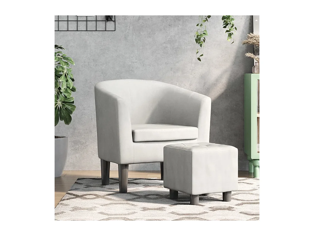 Nykøbing Mors  Fauteuil avec repose-pied blanc similicuir