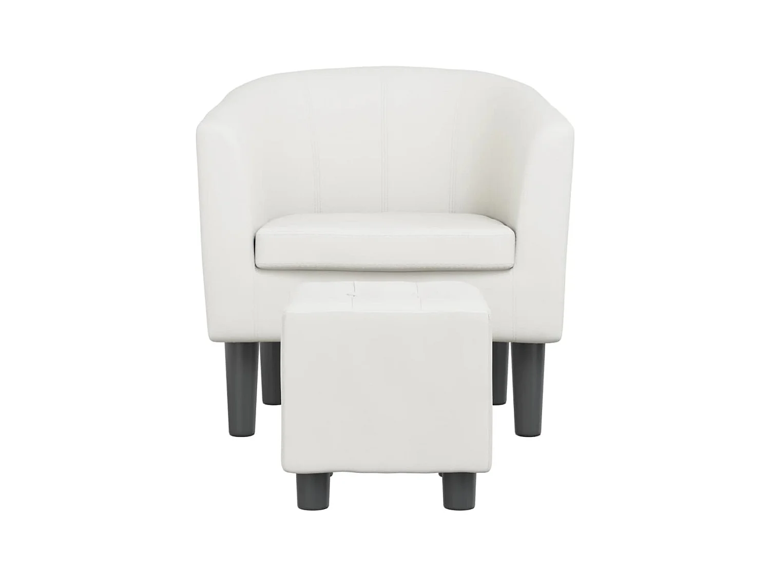 Nykøbing Mors  Fauteuil avec repose-pied blanc similicuir