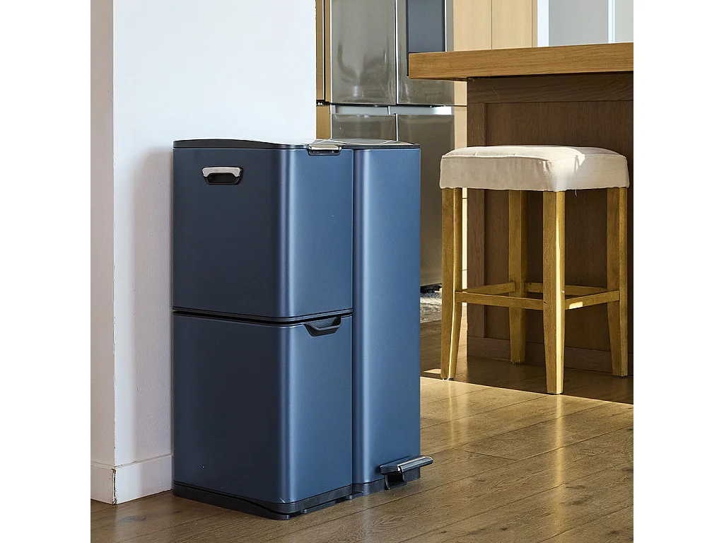 Poubelle pédale tri sélectif HAJA gris 60L