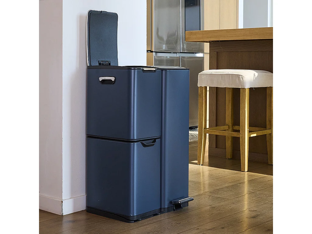 Poubelle pédale tri sélectif HAJA gris 60L