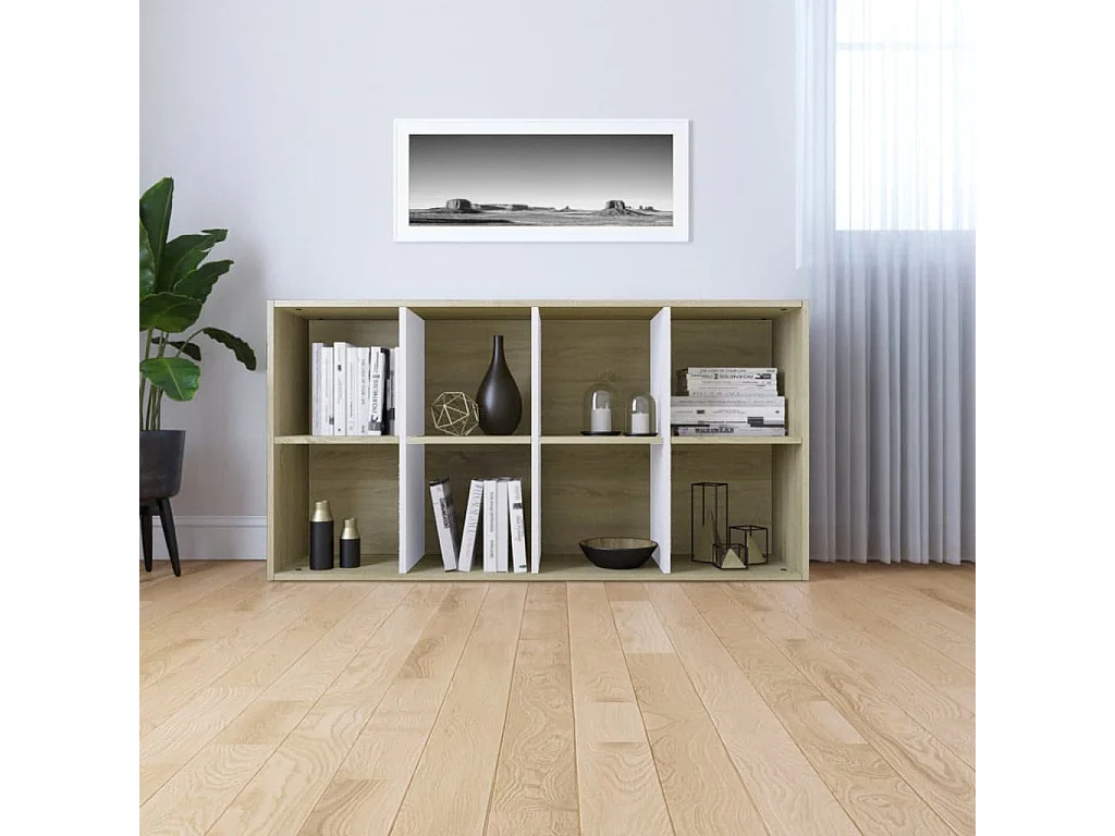 Bibliothèque/Buffet blanc et chêne sonoma bois d'ingénierie