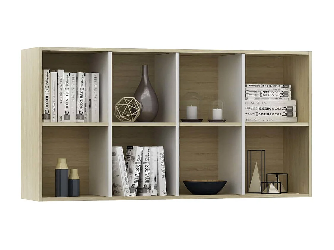 Bibliothèque/Buffet blanc et chêne sonoma bois d'ingénierie