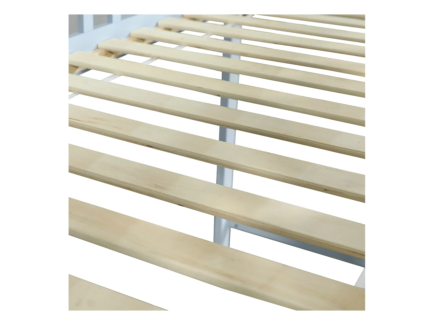 Hochbett 90x200cm - mit Leiter - Elegantes Fensterdesign - Massivholz + MDF - Blau (ohne Matratze)