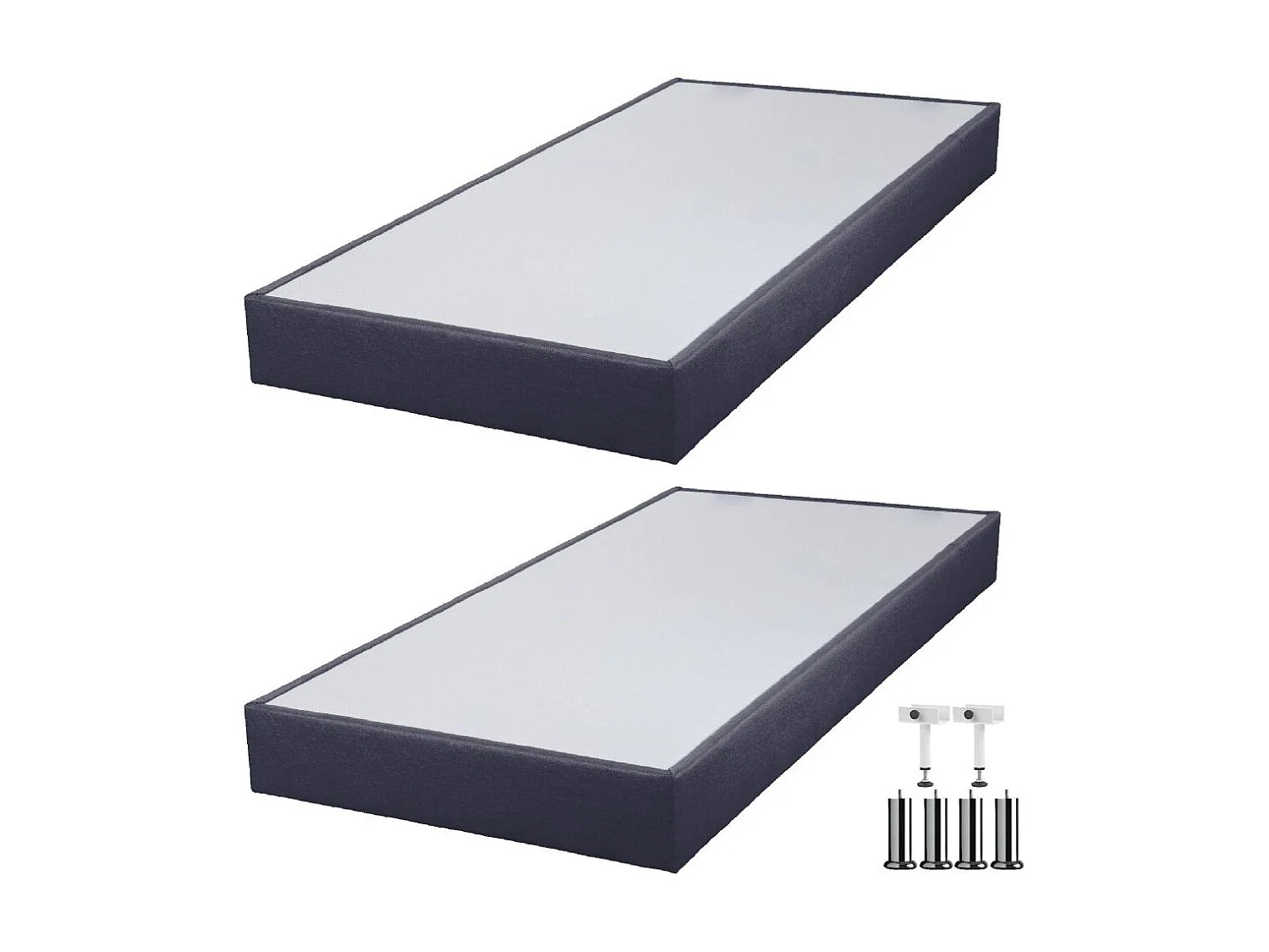 Sommier tapissier + pieds SP18 Volcan 2x90x200 Lattes bois massif - H.18 cm