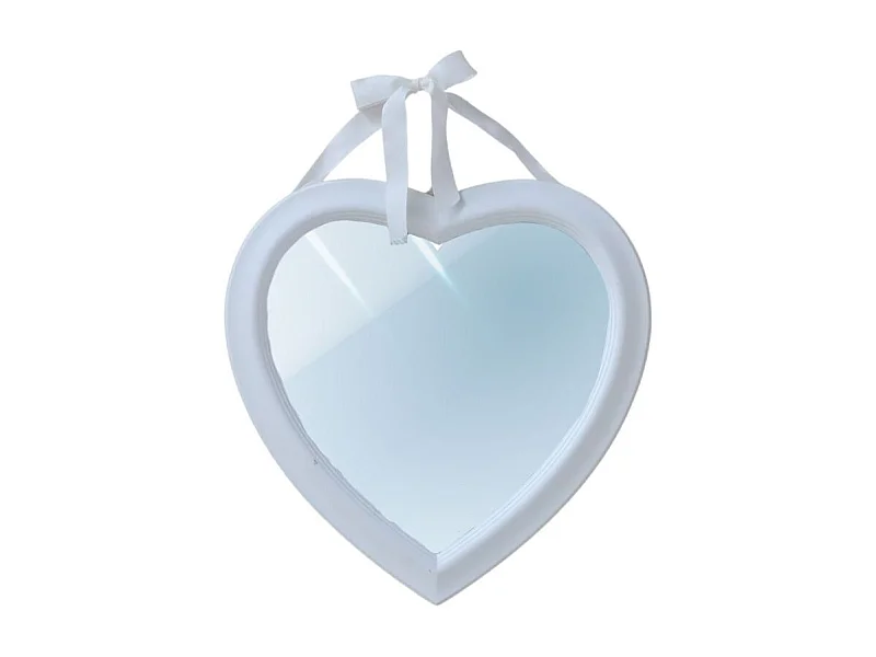 Miroir en forme de coeur en métal blanc 37 x 38 cm