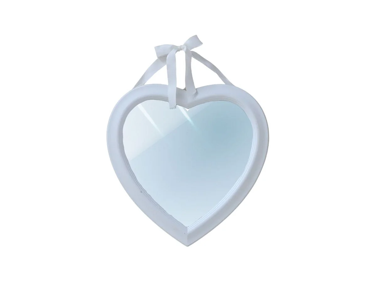 Miroir en forme de coeur en métal blanc 37 x 38 cm