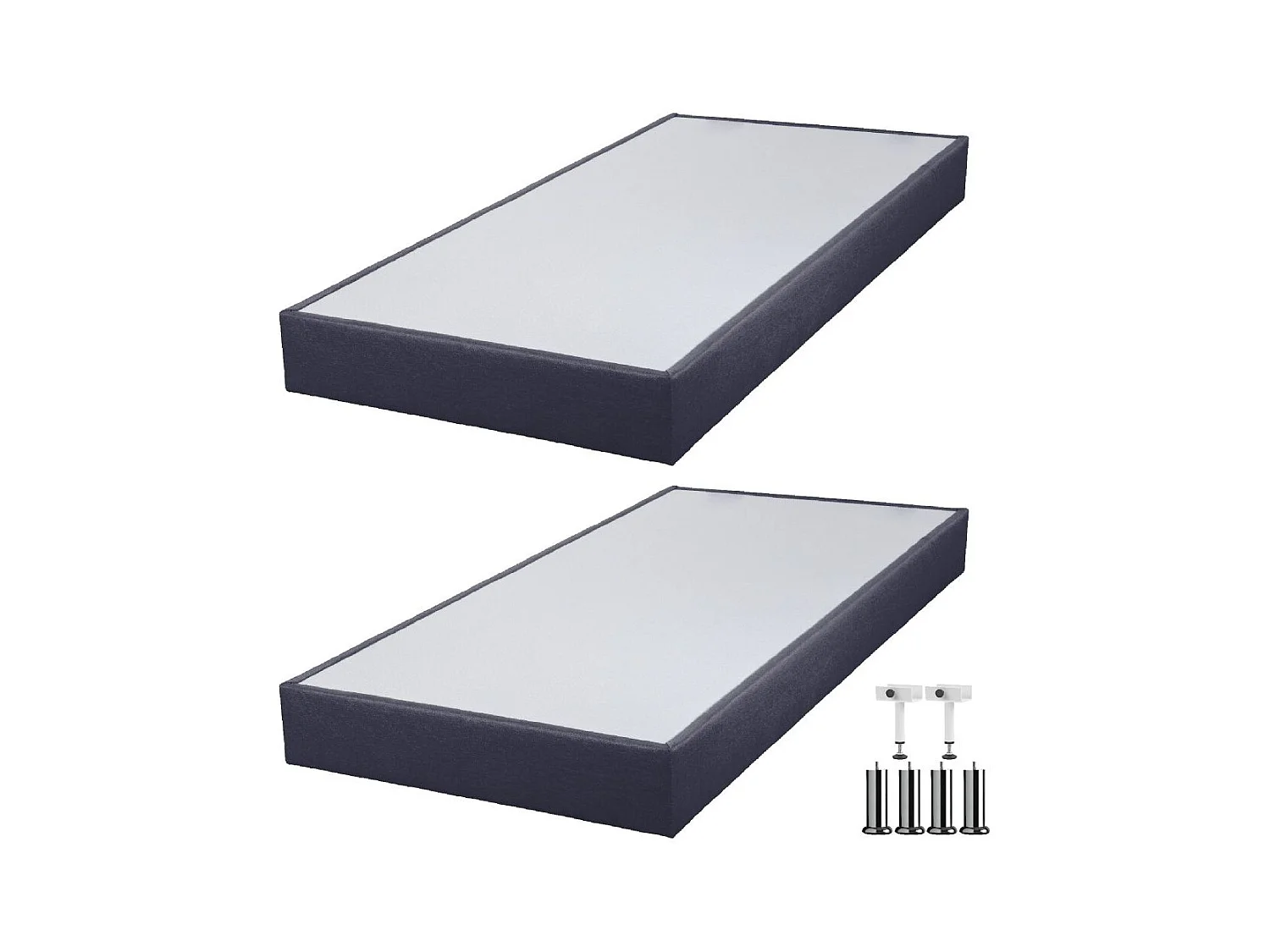 Sommier tapissier + pieds SP18 Volcan 2x80x200 Lattes bois massif - H.18 cm