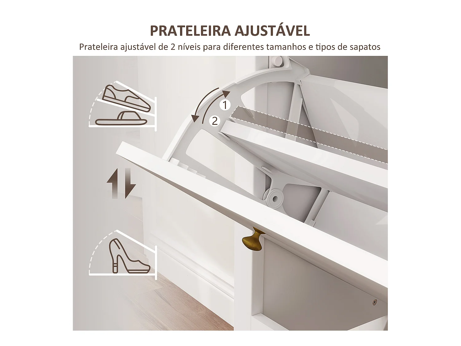 Zapatero Kiwita Homcom 2 cajones abatibles blanco 109x84x29 cm