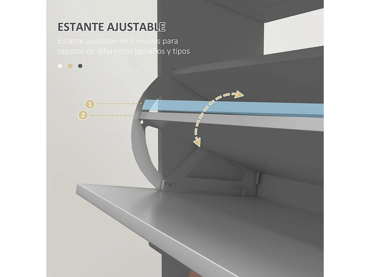 Zapatero Afternoon Homcom cajón con 2 puertas gris 98,5x60x23,5 cm