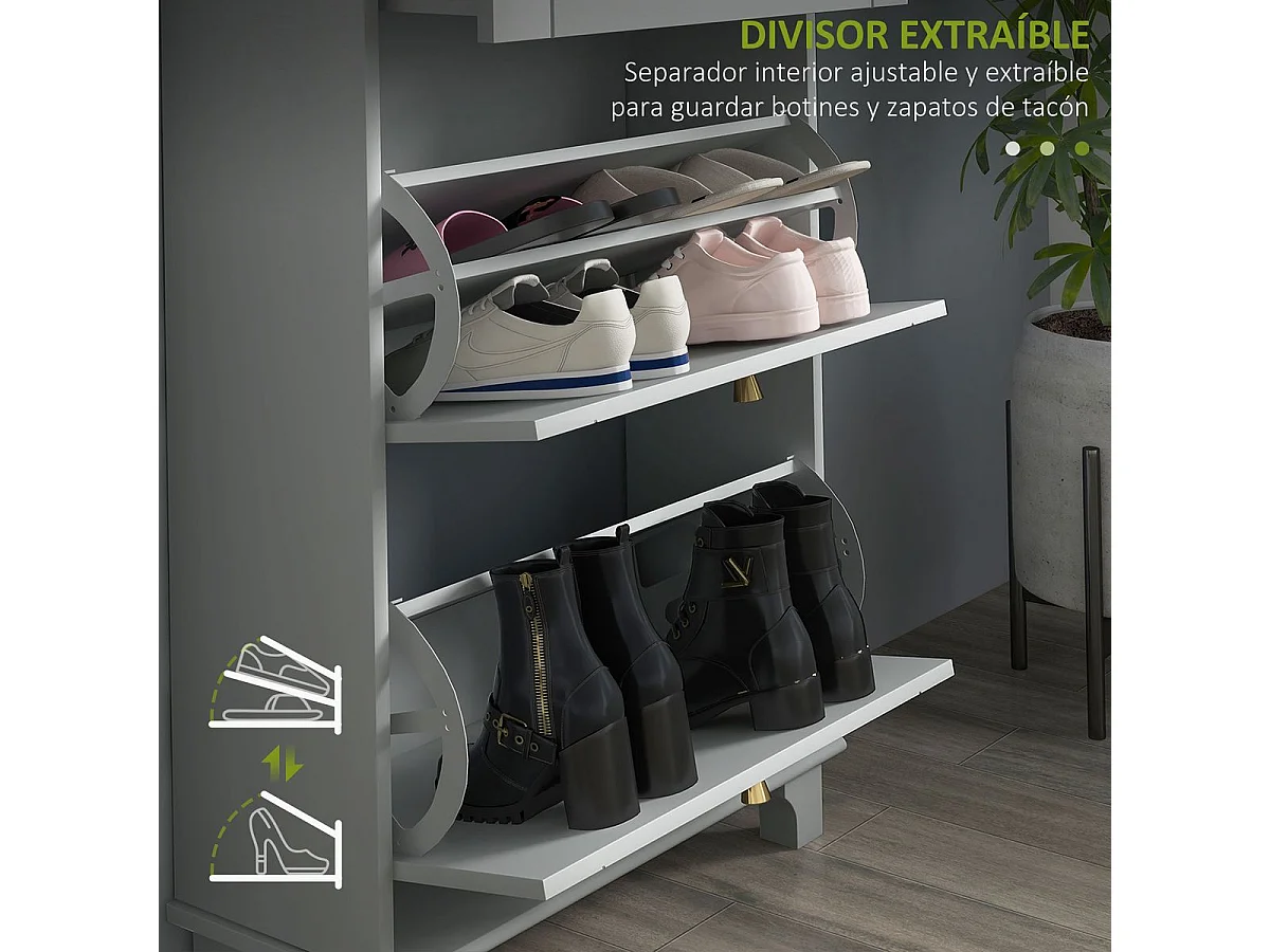 Zapatero Afternoon Homcom cajón con 2 puertas gris 98,5x60x23,5 cm