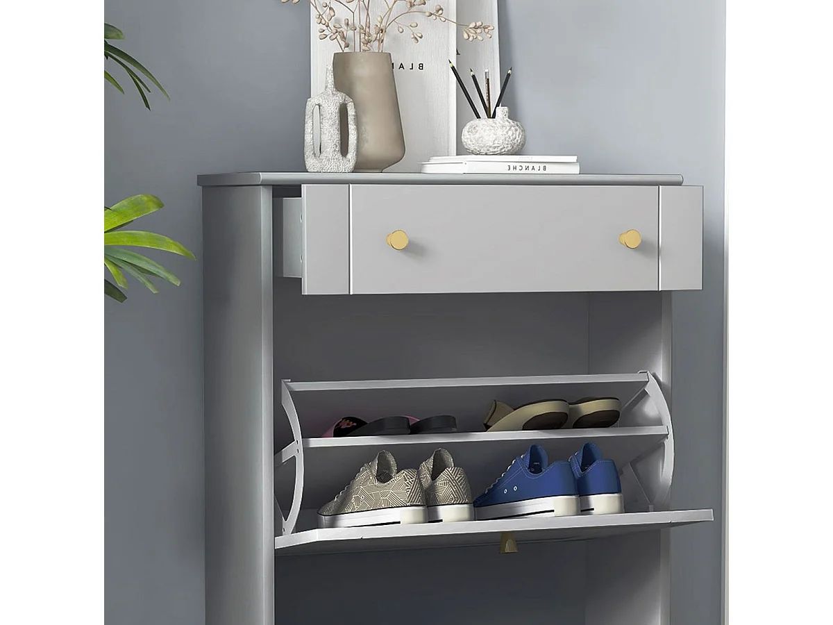 Zapatero Afternoon Homcom cajón con 2 puertas gris 98,5x60x23,5 cm