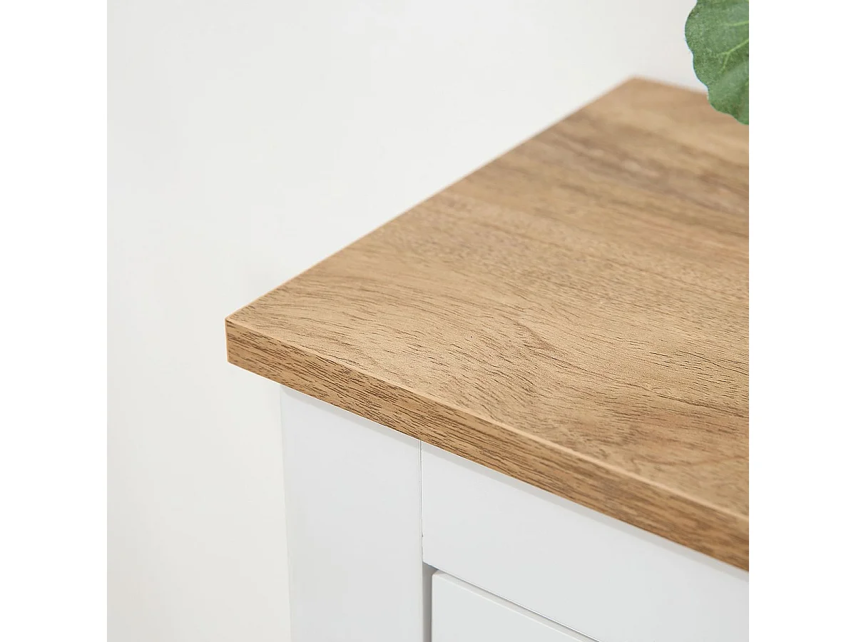 Zapatero Calma Homcom 2 cajones blanco/natural 90,5x79x23 cm