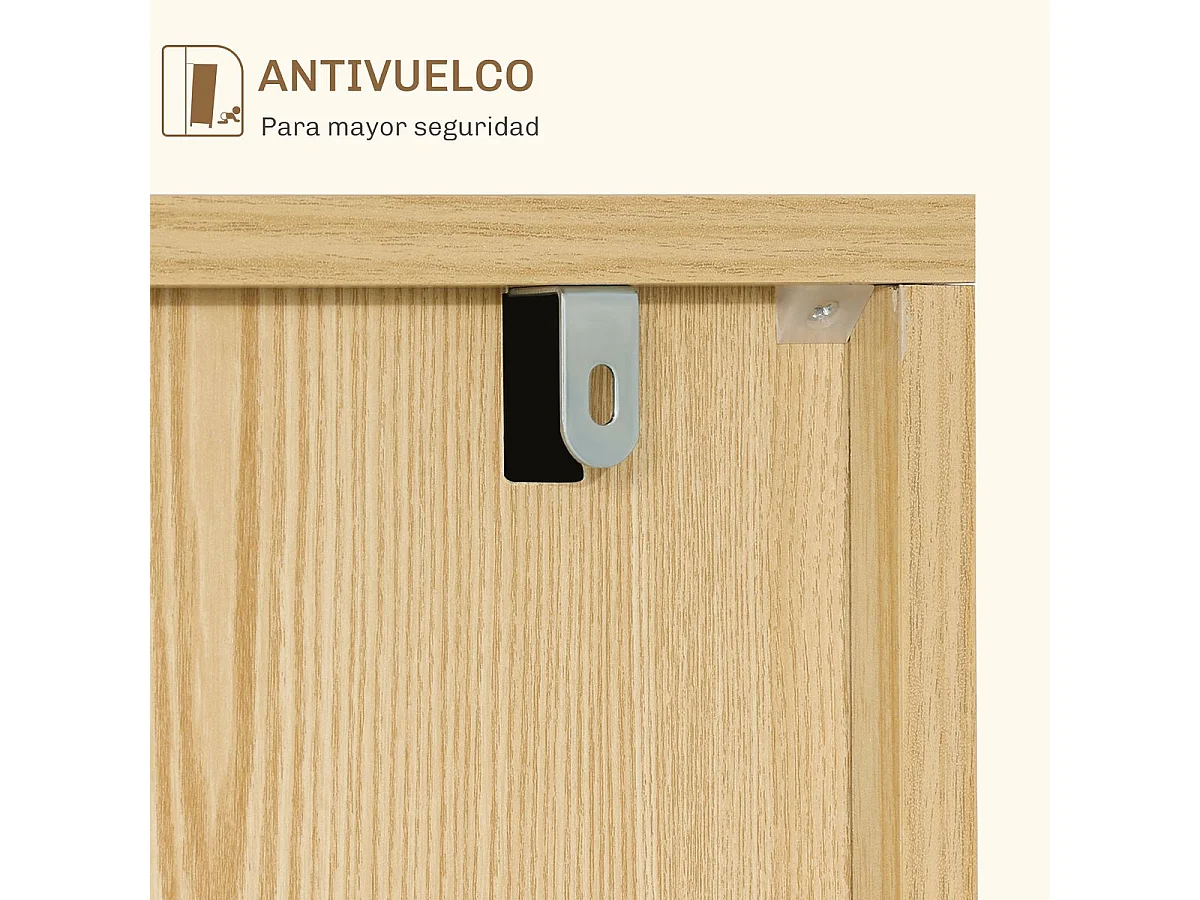 Aparador Hogar Homcom 3 puertas blanco/natural 77,4x91,5x35 cm