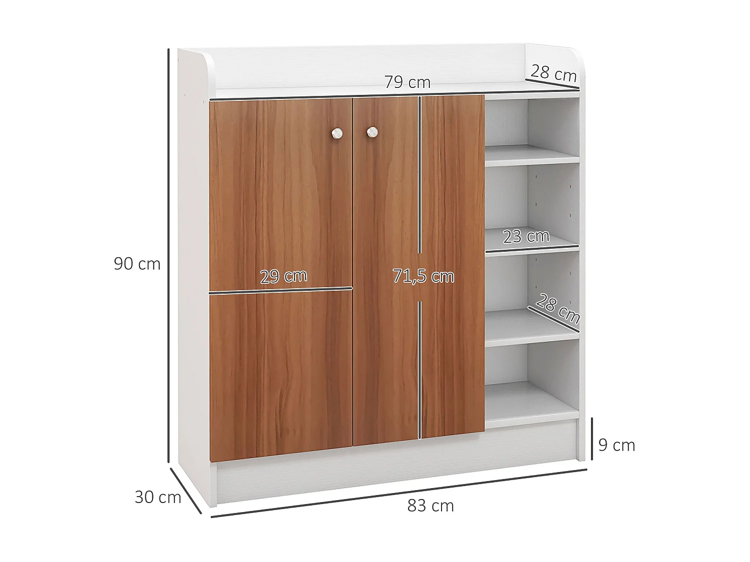 Armário Moderno Avignon Branco com 4 Prateleiras e Design Funcional