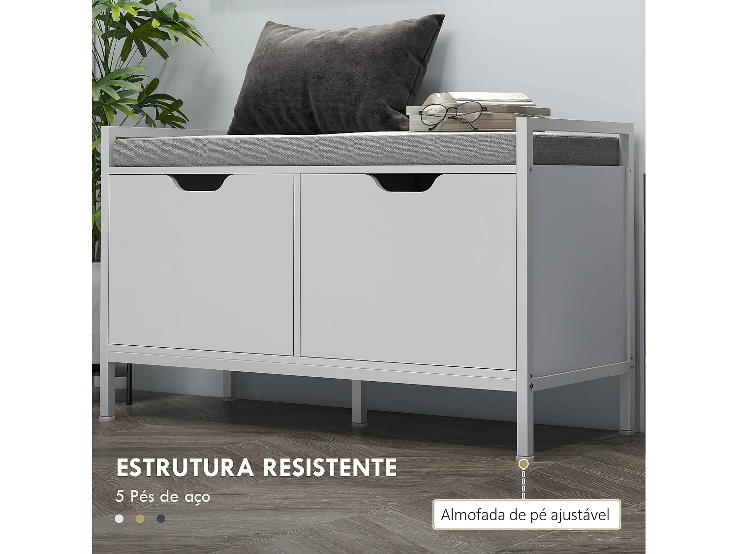 Banco Sapateira com Almofada Removível para 4 Pares de Sapatos - Estilo Moderno e Funcional