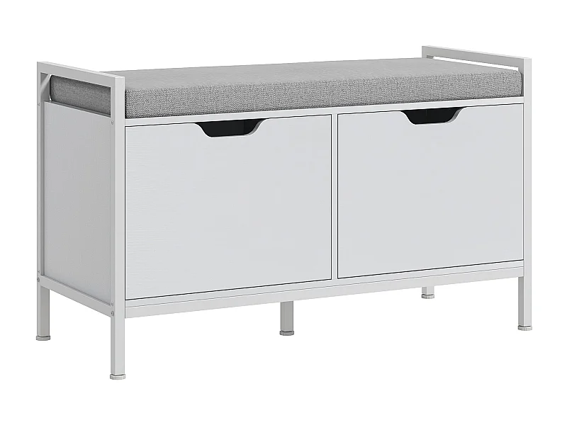 Banco zapatero Flow Homcom asiento + 2 compartimentos blanco 50x84x35 cm