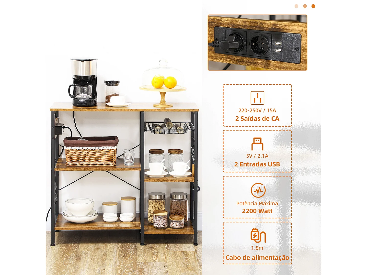 Estante de Prateleiras Lyon em Madeira com 6 Níveis – 90x40x83 cm para Organização Elegante