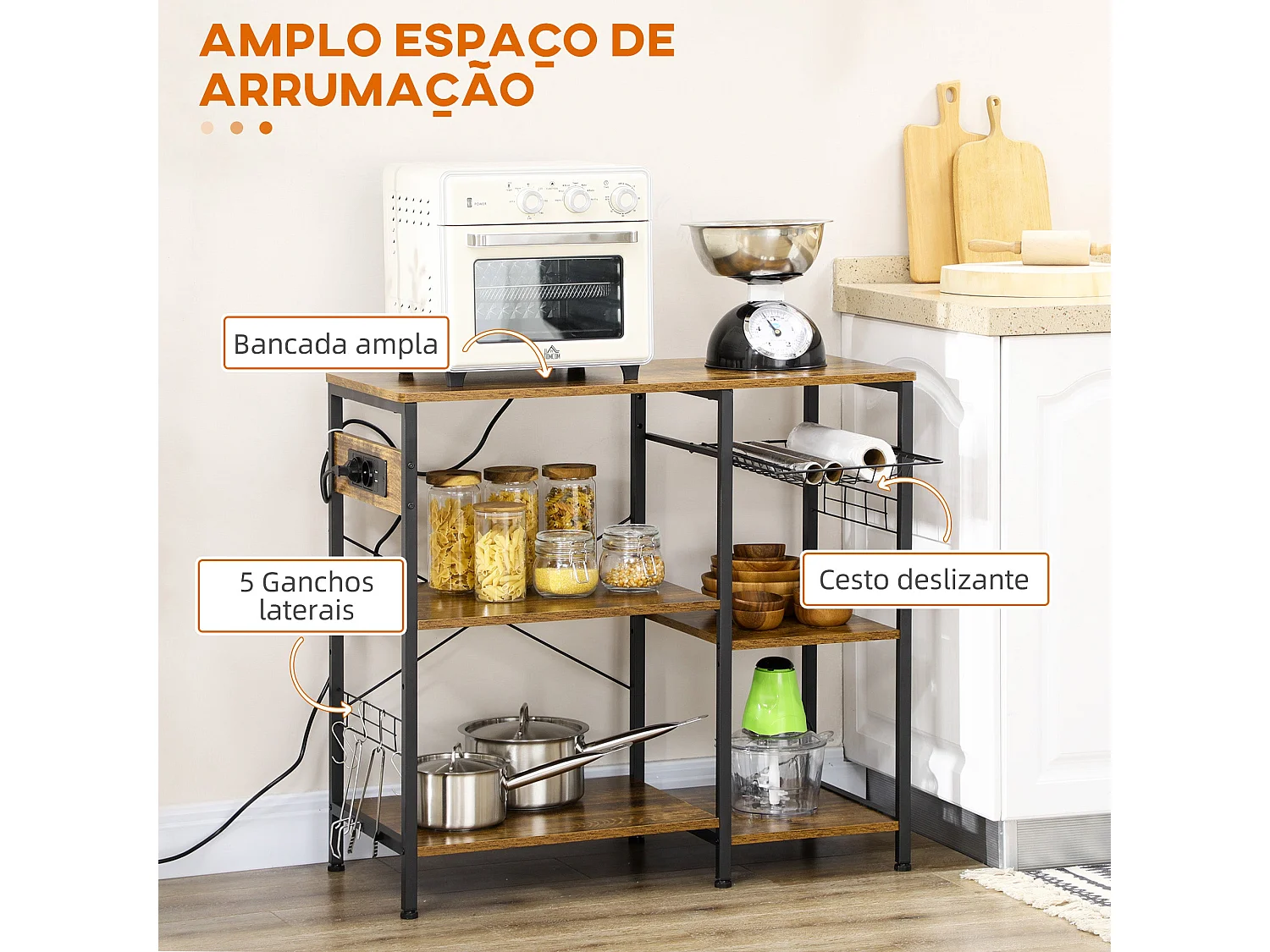 Estante de Prateleiras Lyon em Madeira com 6 Níveis – 90x40x83 cm para Organização Elegante