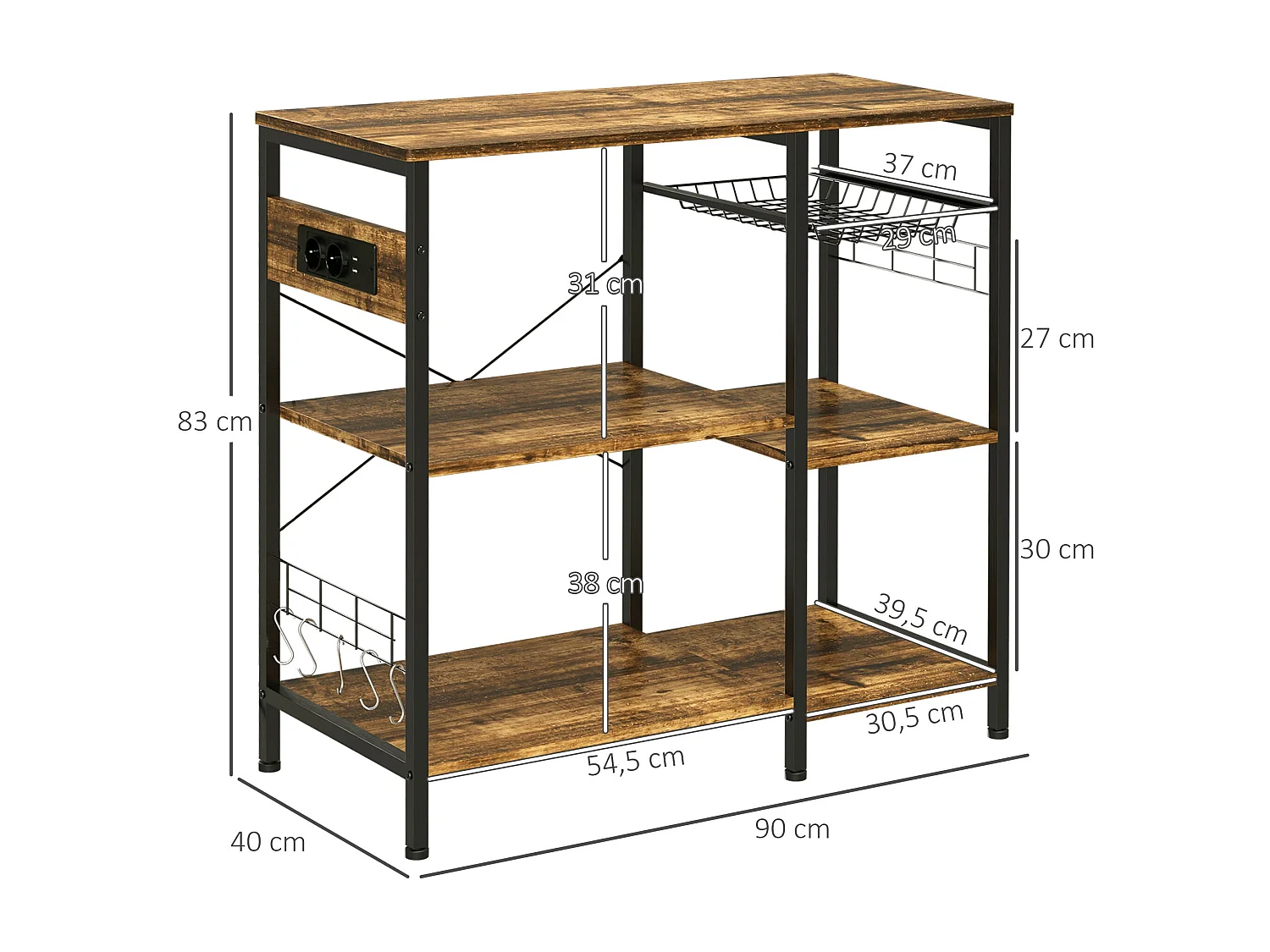Estante de Prateleiras Lyon em Madeira com 6 Níveis – 90x40x83 cm para Organização Elegante