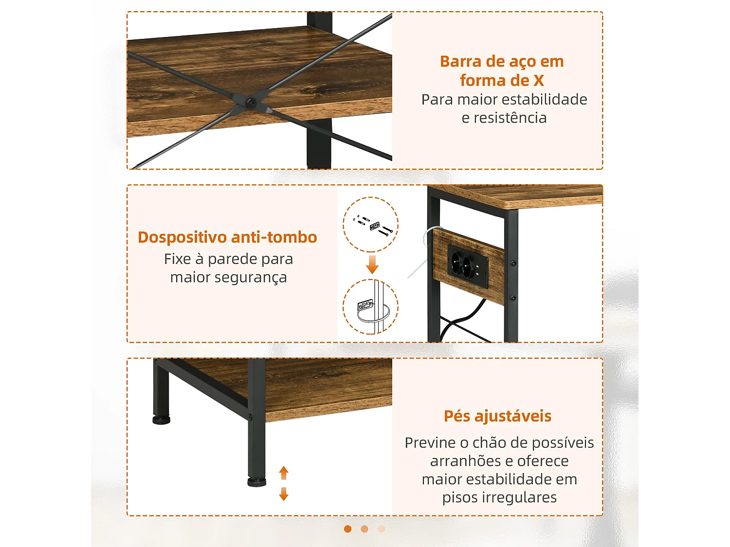 Estantería Rodeo Homcom con toma de corriente + estantes ajustables marrón oscuro 83x90x40 cm