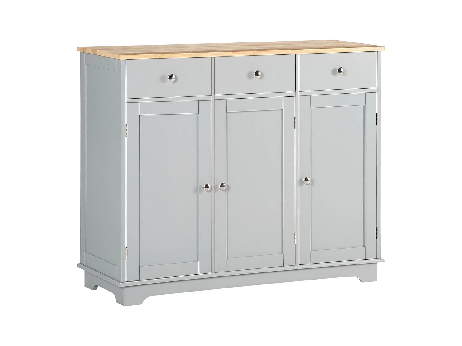 Aparador Refugio Homcom 3 puertas con 3 cajones gris 85x101x40 cm