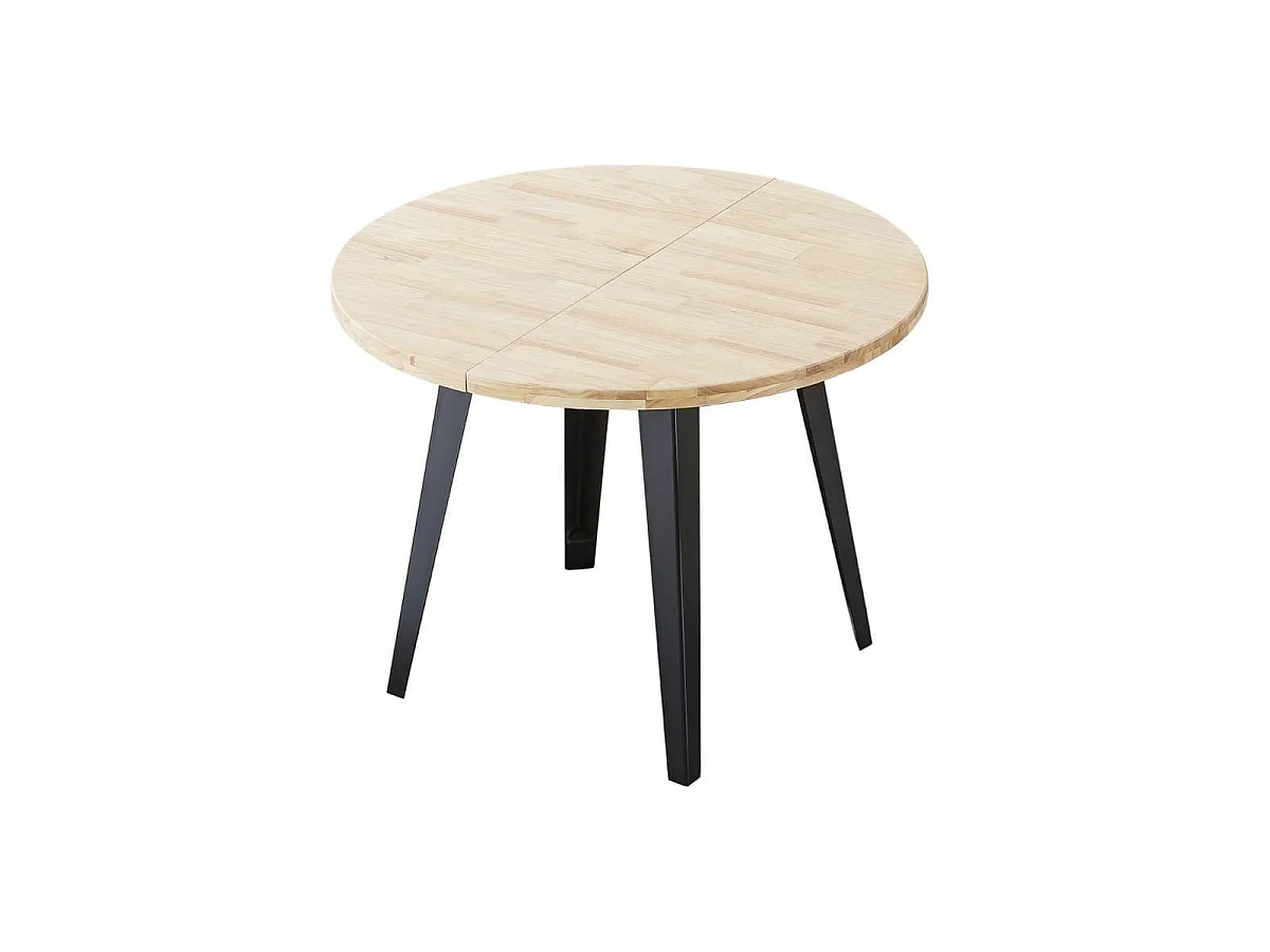 Mesa de comedor BergE redonda extensible nordish/negro Ø100x76 cm Adec