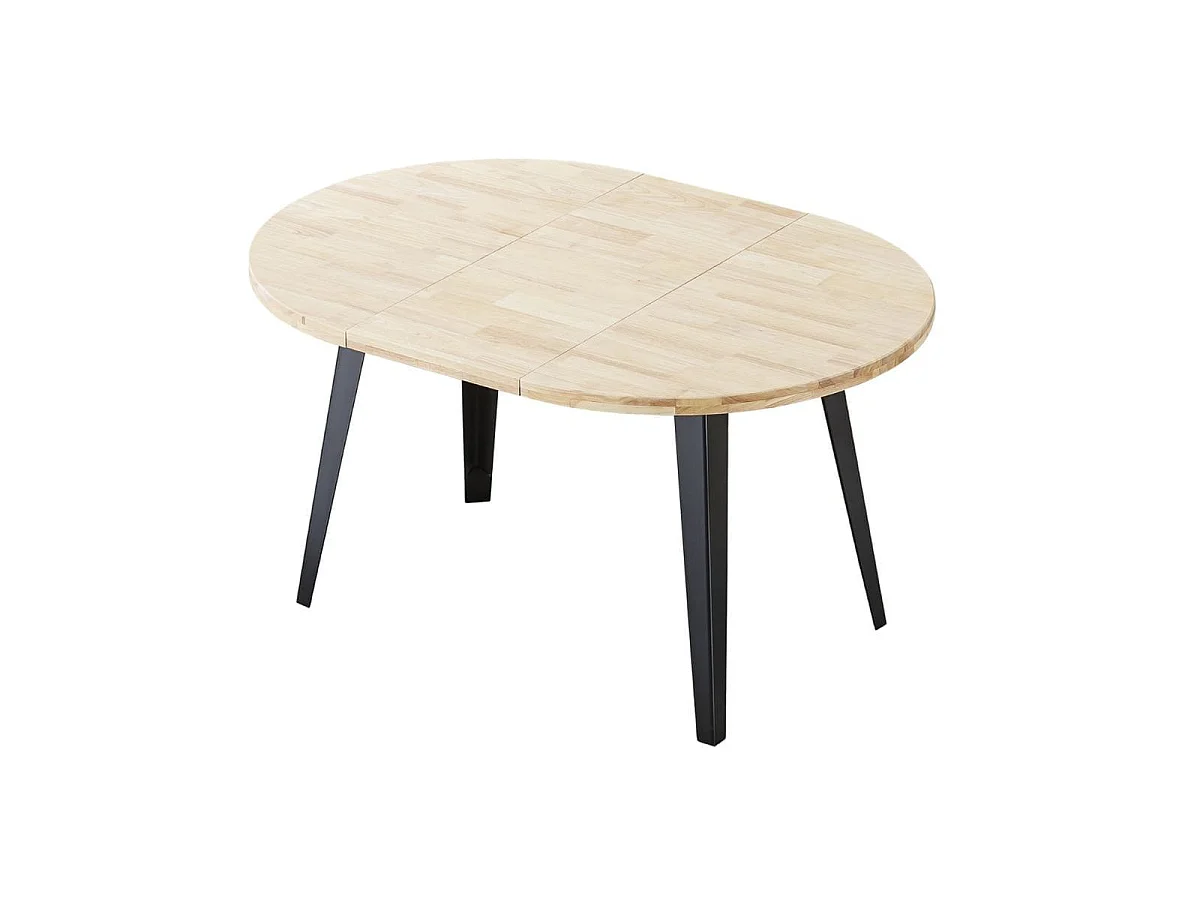 Mesa de comedor BergE redonda extensible nordish/negro Ø100x76 cm Adec