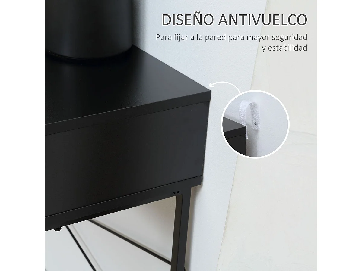 Consola Rincón Homcom 2 cajones negro/natural 75x100x30 cm